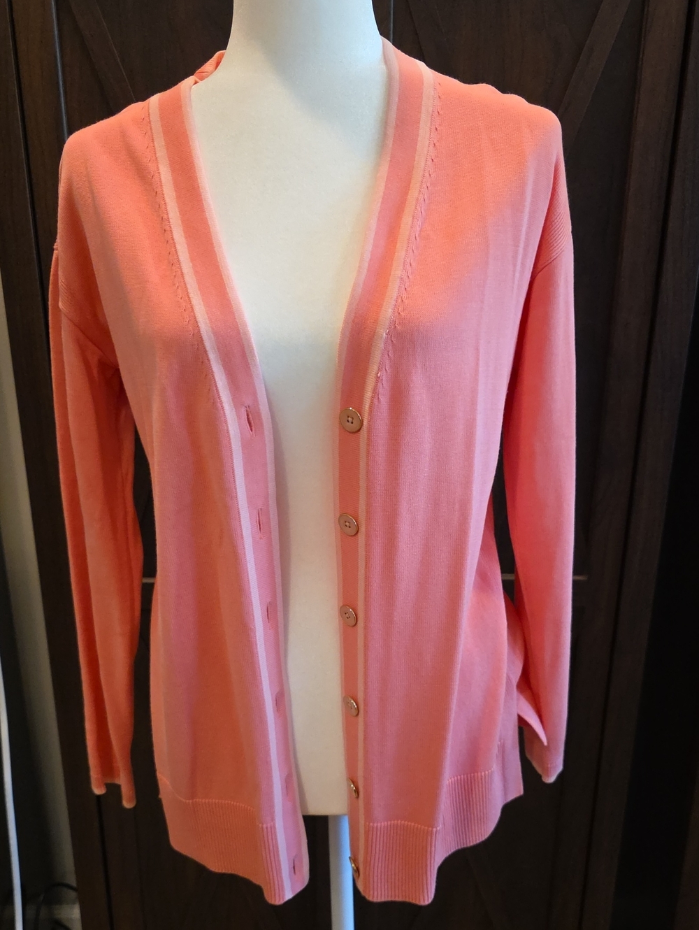 Talbots Coral Pink Women's Button Cardigan Sweater